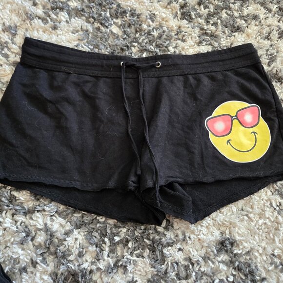 No Boundaries Black Emoji Drawstring Shorts - Cozy Loungewear - XL/XG (15-17) - Picture 1 of 3